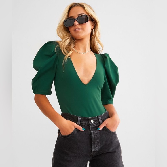 Free People Va Va Voop Bodysuit - evergreen - small - Picture 2 of 7
